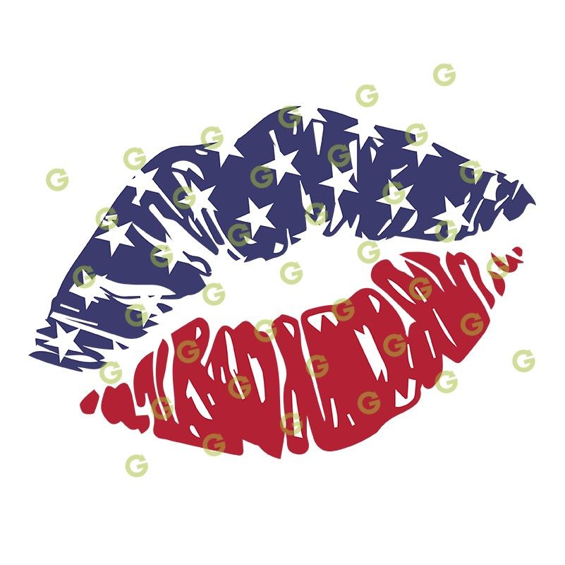American Kiss Lips Svg For Cricuit Silhouette And Crafts