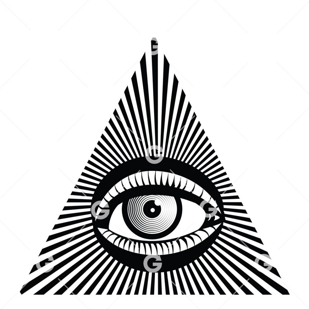 all seeing eye pyramid black and white