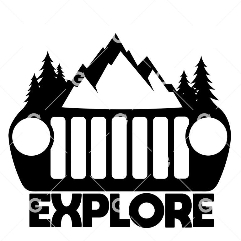 Jeep Mountain & Trees Explore Decal SVG | SVGed