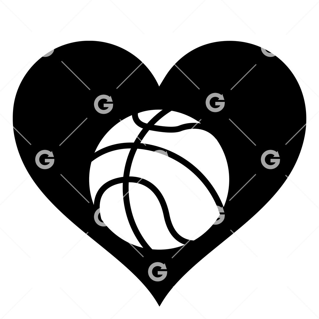 basketball heart black and white