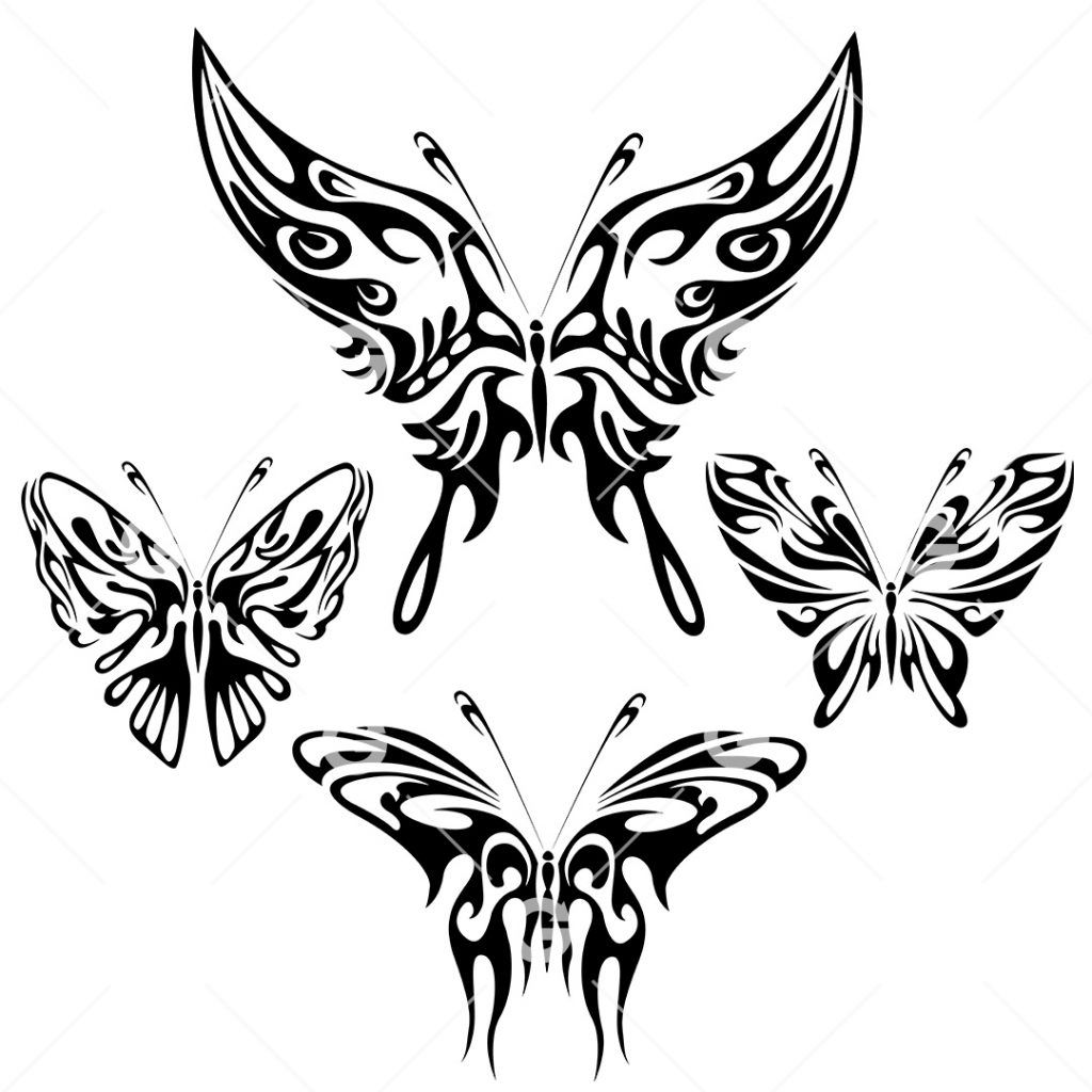 drawings of tribal butterflies
