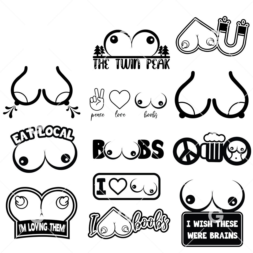 Svg Boobs Bundle For Cricut And Silhouette